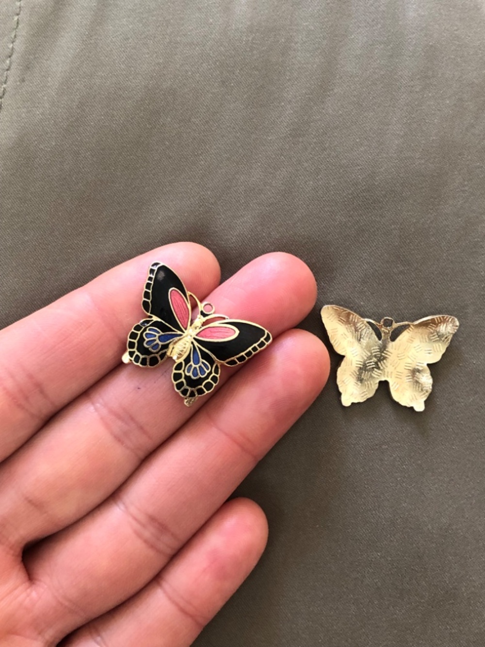 Enamel Guilloche Butterfly Earring Pendants - Picture 4 of 5